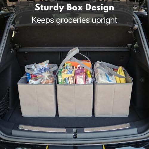 Reusable Grocery Bags (3 Pack) – Heavy Duty Shopping Bags, Gray - Image 6