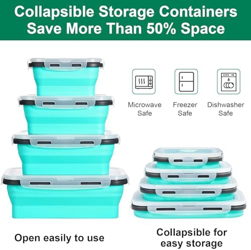 Sudaya 16 Pack Collapsible Food Storage Containers With Lids, Collapsible Storage Containers Sets Silicone Collapsible Bowls For Camping, RV Accessories, Travel Trailer Must - Image 4