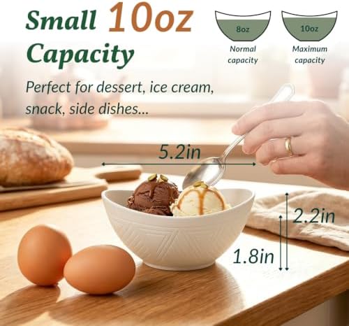 Homienly Small Bowls Set Wheat Straw Bowls 10 oz Small Serving Bowls for Ice Cream, Dessert, Snack, Appetizer, Candy, Unbreakable Microwave and DIshwasher Mini Bowls for Party, Picnic (6 PCS White) - Image 2