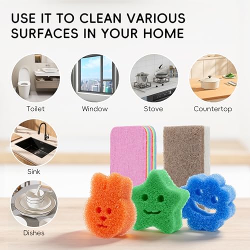 9 Pack Multi-Purpose Eco Scrub Sponges for Kitchen Bathroom Dishes - Image 7