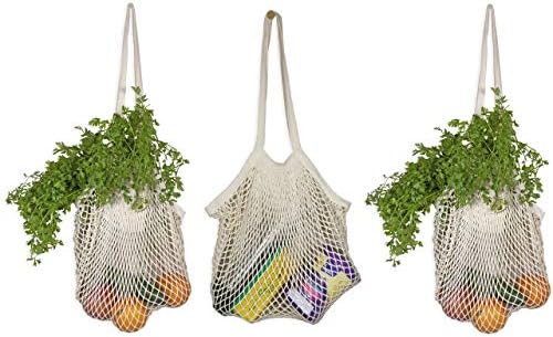 Cotton Mesh Onion Storage Bags - 100% Cotton, Reusable, and Washable Mesh Grocery Bags for Storing Garlic and Root Vegetables by OrganicCottonMart