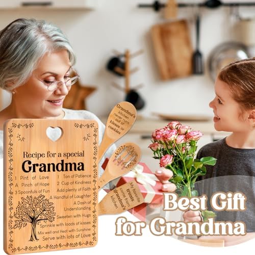 Grandma Gifts, Mothers Day Birthday Gift for Grandmas Nanny from Grandkids, Bamboo Cutting Board, Grandparents Thankgiving Kitchen Presents for Nana Gigi from Grandchildren - Image 2