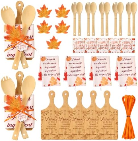Geelin 31 Pcs Friendsgiving Gifts Bamboo Cutting Board Towels Spoons by Geelin