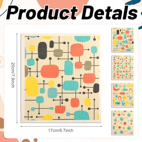 Swedish Dishcloths Nordic Atomic Print Reusable Kitchen Towels - Image 2