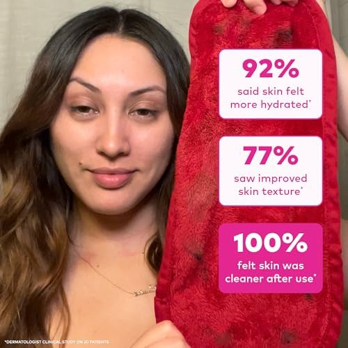 The Original MakeUp Eraser PRO, Effortlessly Remove All Makeup Using Only Water, Including Waterproof Mascara, Eyeliner, Foundation, Lipstick, Sunscreen,and More! Love Red, 1ct. - Image 5