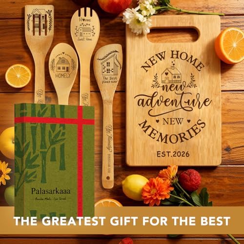 6 Pcs Housewarming Gifts Set for Women Friends Neighbor, New Home Essentials with Bamboo Cutting Board & 4 Blessing Spoons, New Home New adventure New Memories 2026 - Image 7