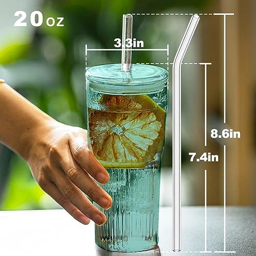 JunVpic Glass Coffee Tumbler, 20 oz Glass Cup with Lid and Straw - Image 3