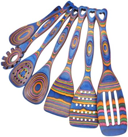 Gudamaye Pakkawood Wooden Cooking Utensils Set 7-Piece-Wooden Spoons for cooking, Wooden Utensil set with Ergonomic Non-Slip Handles, Heat-Resistant & Stylish Cooking Spoons, Non-Stick Spoon by Gudamaye-WoodenUtensilsSets