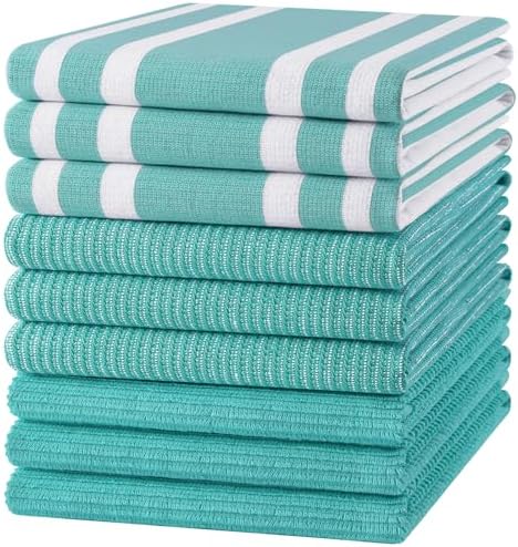 Homaxy Cotton 380 GSM Premium Kitchen Towels, 18"x 28", 9 Pack, Teal by Homaxy