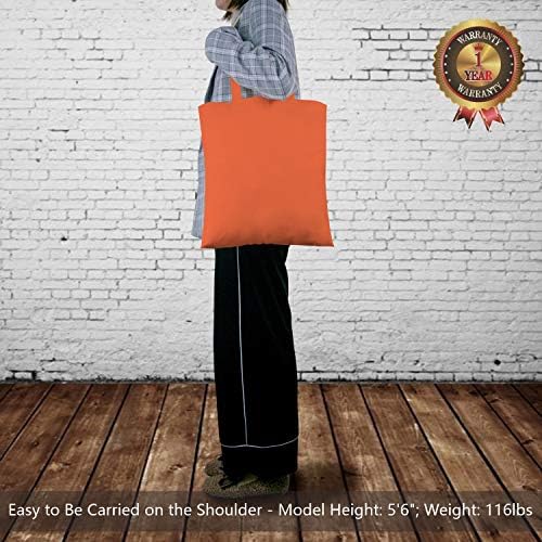 TOPDesign 12-Pack Economical 16"x15" Orange Cotton Tote Bag, Lightweight Medium Reusable Grocery Shopping Cloth Bags, Suitable for DIY, Advertising, Promotion, Gift, Activity - Image 2