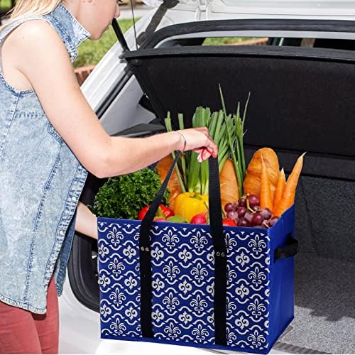 WUWEOT 4 Pack Reusable Grocery Bags, Large Shopping Box Tote, Foldable Washable Storage Bins with Reinforced Bottom Heavy Duty Handles for Fruit Vegetable Clothes Toys and Picnic - Image 6