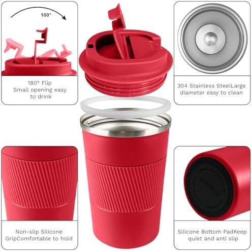 Insulated Travel Coffee Mug, Stainless Steel Coffee Cup with Leakproof Lid - Image 2