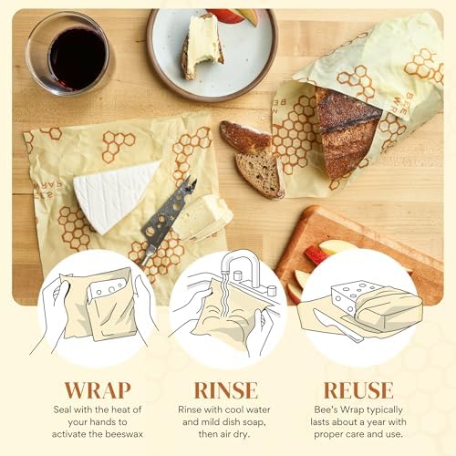 Bee's Wrap Beeswax Food Wraps, 5 Pack Assorted - Honeycomb - Image 2