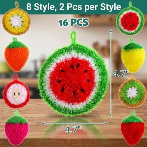 16 Pieces Fruit Dish Scrubber, Non Scratch Dish - Image 2