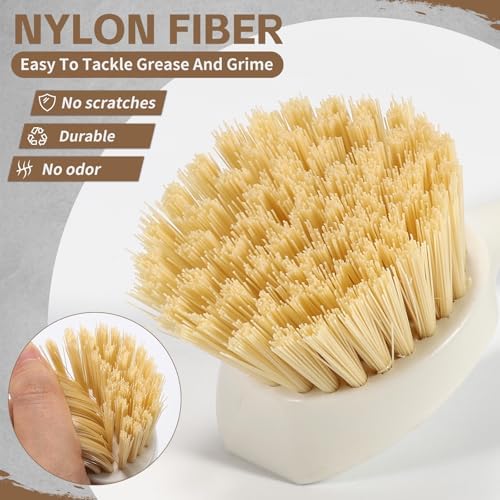 DEBETOOL 4-Pack Dish Brush, Built-in Scrubber with Handle - Image 4