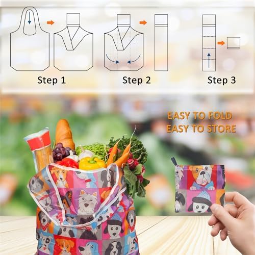 Grocery Reusable Shopping Bags, 4 Pack 50Lbs Foldable Large Washable Market Bags, Compact For Easy Storage, Light Weight Sturdy Cloth Bags For Storage Gifts For Women - Image 4