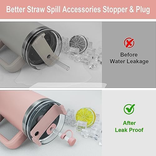 Replacement Straw Compatible with Stanley 40 oz 30 oz Tumbler, Accessories of 6 Straw Replacement with Cleaning Brush, 4 Color Leak Sproof Plug, 2 Silicone Cover Cap for Stanley - Image 4