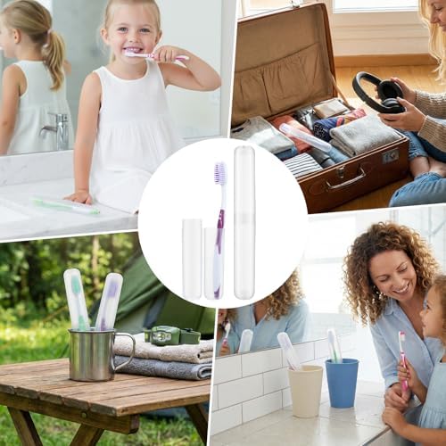 8 PCS Clear Toothbrush Travel Holder, Dust-Proof 7.8”×0.8“ Clear Tooth Brush Travel Case, Portable Tooth Brush Case Travels Storage for Family, Business Trips and Camping - Image 6