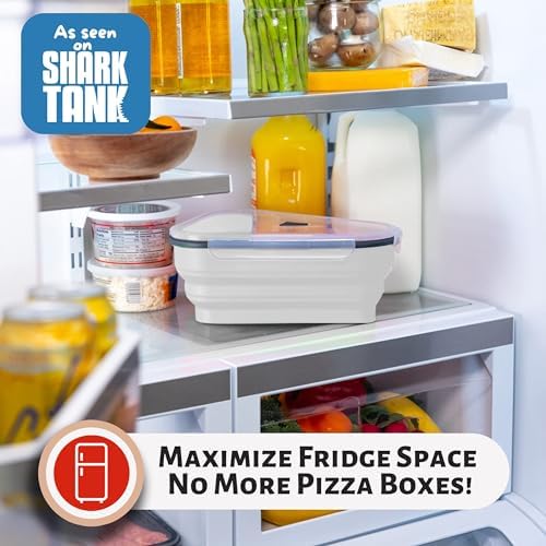 The Perfect Pizza Pack™ - Reusable Pizza Storage Container with 5 Microwavable Serving Trays - BPA-Free Adjustable Pizza Slice Container to Organize & Save Space, White - Image 3