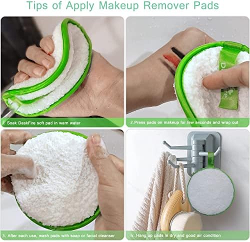 Reusable Makeup Remover Pads, Facial Make Up Removal Wipes, Washable Face Cleaning Cloths, Hypoallergenic for Mascara, Eye Shadow, Lipstick, Foundation -3 pcs, 4.5" Dia - Image 5