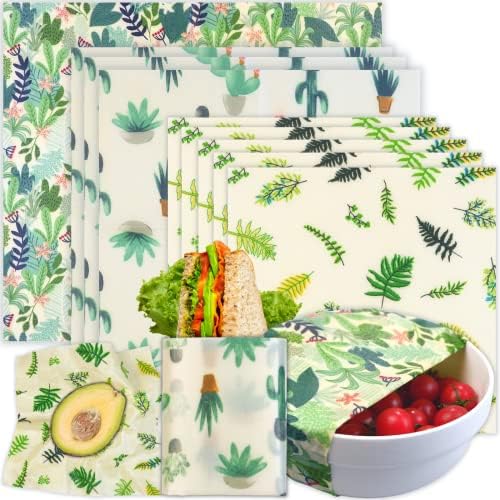 Reusable Beeswax Wrap - 9 Pack Beeswax Wraps for Food, Eco-Friendly Beeswax Food Wraps, Bread Sandwich Wrapper - Organic, Sustainable, Zero Waste, Reusable Plastic-Free Food Wrap, 1XL, 3M, 5S by BYTTME