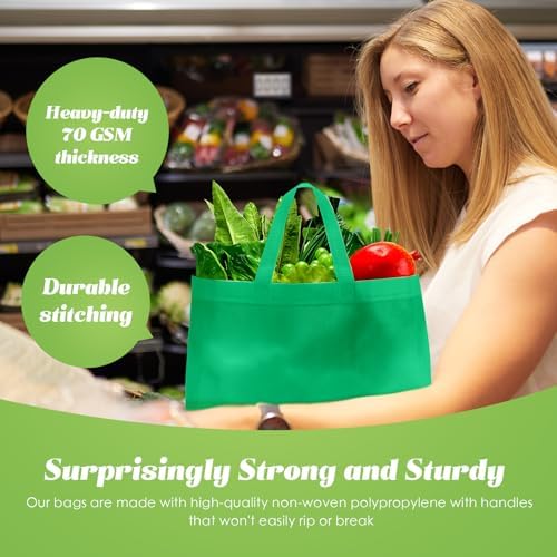 Reginary 100 PCS Non Woven Tote Bags Bulk,Green - Image 6