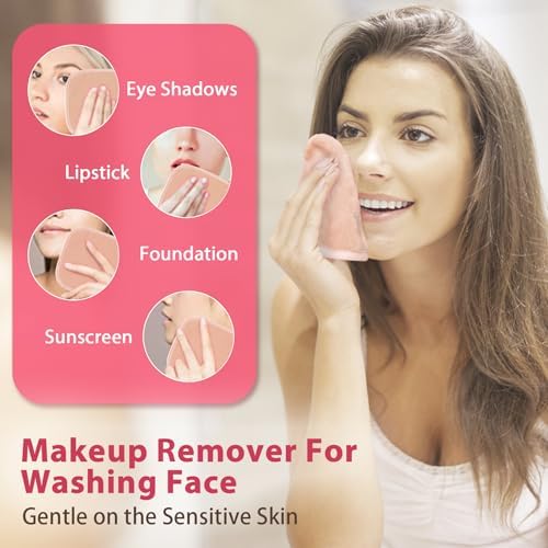 Natwag Makeup Remover Cloth, 6" x 6" Make Up Towels Reusable Face Cloth for Washing Face, 12 Pack Makeup Remover Pads Microfiber Face Washcloth with Mesh Bag, Beige - Image 2