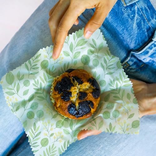 Beeswax Food Wraps, Pink Flowers and Green Leaves Wraps, 9 Pack Plastic-Free Food Storage, Sandwich, Bread, Fruit Covers, Organic, Sustainable, Zero Waste, Biodegradable, 1XL, 3M, 5S - Image 7