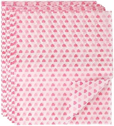 MIDELONG 50PCS Wax Paper Sheets Food Wrapping Paper Greaseproof Waterproof Dry Waxed Deli Wraps Paper Sheets Non-Stick Liners Tissue for Bread Sandwich Burger,Heart Love Style by MIDELONG