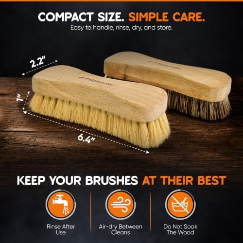 All-Natural Wooden Scrub Brush Set | Wooden Handle | Tampico and Palmyra bristles | Eco Friendly Cleaning Products | Pack of 2 - Image 5