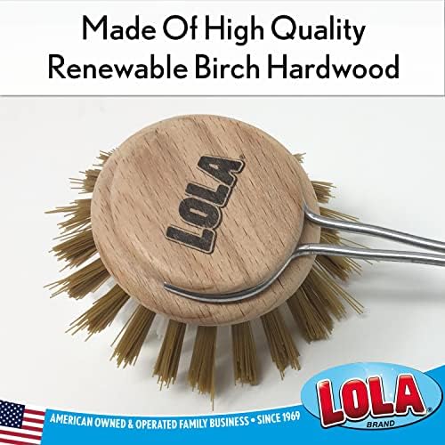 LOLA Replacement Head for The Original Dishwashing & Vegetable Brush, Birch Hardwood & Nylon Poly Bristles, Reusable & Washable - 1 Count - Image 3