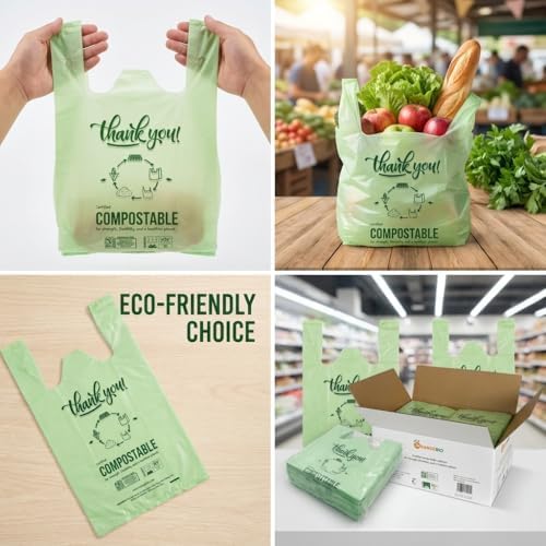 OrangeBio Large Compostable Shopping Bags, 12" x 6" x 20", 500 Count - Image 2