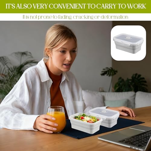 10Pcs Silicone Collapsible Food Storage Containers with Airtight Lids,17oz - Image 6