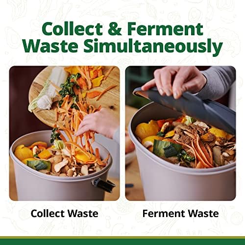 TeraGanix Bokashi Compost Starter Kit, Essential Set + Base, Indoor Composting, 2X 15.3L (4 gal) Bins, Collect & Ferment Waste, Airtight, No Pests or Odors, Bokashi Rice Bran Included, (Black) - Image 4