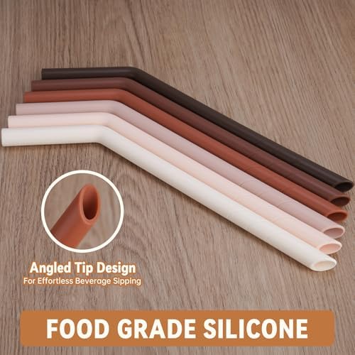 NiHome 6 PCS Extra Wide Reusable Bent Silicone Straws for Boba & Smoothies - Image 7