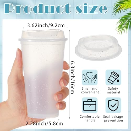 FillTouch 12 Pcs 16 oz Reusable Coffee Cups with Lids, Glitter White - Image 2