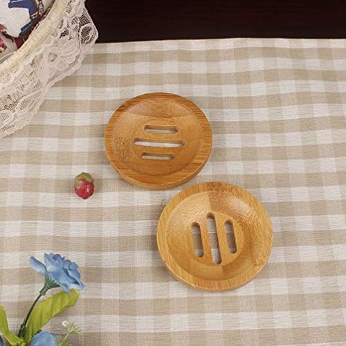 2pcs Bamboo Soap Dish Soap Tray,Round Bath Holder Bamboo Dish for Shower Wood Holder Saver Container Bathroom Storage Case for Bathroom Toilet Kitchen Hotel - Image 3