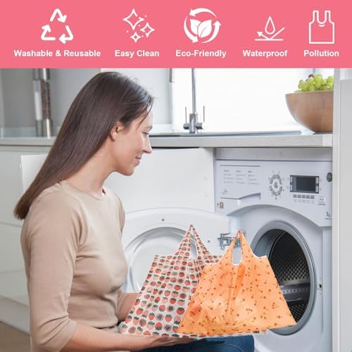 ZooviHyvi Extra Large 50lbs Foldable Reusable Shopping Bags kitchen reusable grocery bags Washable Polyester Bags in Pocket - Image 6