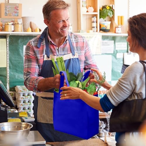 Reginary 50 Pcs Reusable Tote Bags Shopping Bags Non Woven, Sapphire Blue - Image 3