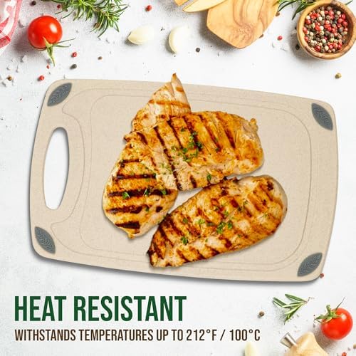AXIOM CREATIONS 2-Piece Reversible Cutting Board Set Made with Natural Wheat Straw Fiber, Eco-Conscious Food Safe Kitchen Essentials, Gluten Free & BPA Free Chopping Boards for Kitchen - Image 6