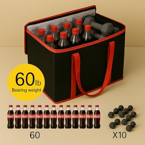 musbus 2Pk Trunk Organizer for Car Insulated Reusable Grocery Bags, Collapsible Cooler Bag for Groceries, Heavy Duty Large Insulated Bag (Large, Charcoal Black) - Image 6