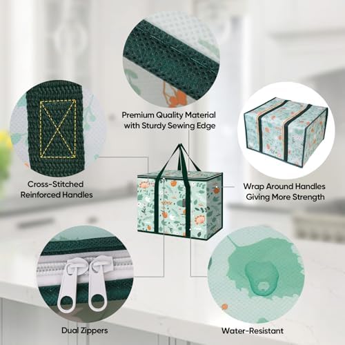 BALEINE Insulated Reusable Grocery Bags with Zippered Top, Large Cooler Bag - Image 3
