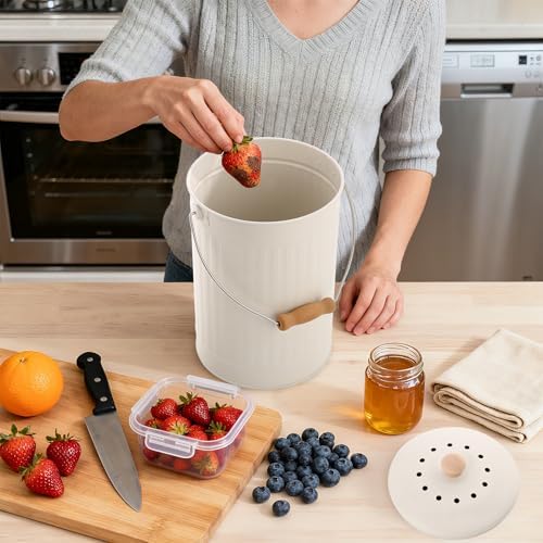 1.7 Gal Kitchen Compost Bin with Smell Proof Lid,Odorless Bin for Indoor Countertop,100% Rust Proof Compost Bucket with Non-Smell Charcoal Filter,Easy Cleaning and Looks Great On Any Kitchen Counter - Image 5
