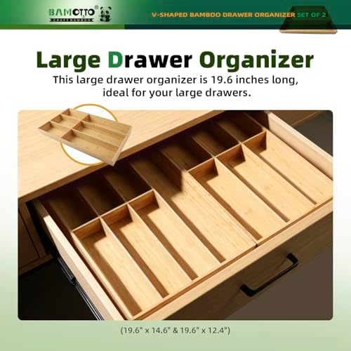 BAMOTTO CRAFTBAMBOO 13 Slot V-Shaped Bamboo Drawer Organizer Set of 2 - Image 4