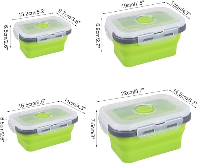 MiOYOOW Collapsible Camping Bowls with Lids, 4PCS Silicone Food Storage Containers, Heat Resistant Foldable Lunch Boxes for Camping Hiking Picnic BBQ Outdoor Cooking