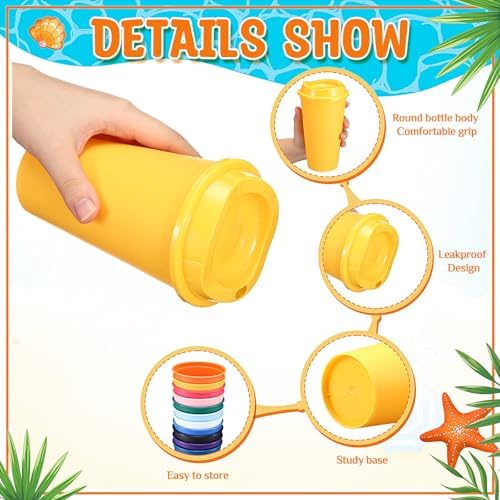 Honeydak 45 Pack 16 oz Reusable Coffee Cups with Lids Water Bottle Iced Coffee Travel Mug Reusable Portable Plastic Tea Tumblers Bulk for Hot and Cold Drinks Birthdays Party(Classic,Multicolor) - Image 2
