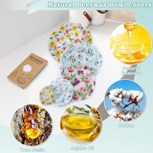 5Pcs Reusable Beeswax Elastic Bowl Covers for Bread Proofing and Food Cover - Image 3