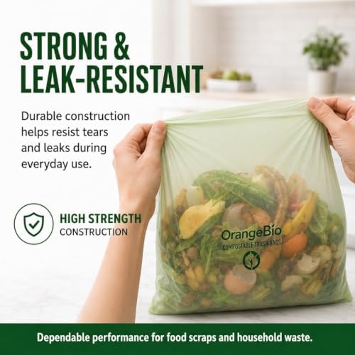OrangeBio 3 Gallon Compostable Trash Bags, 200 Count - Image 3