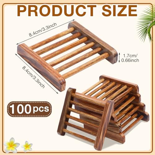 Amyhill 100 Pcs Bamboo Soap Dish Bulk Soap Holder Draining,Charcoal Color - Image 2