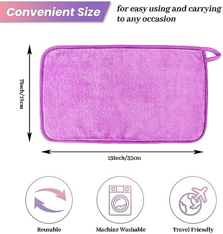 8 Pack Makeup Remover Cloth,13x7 Inch Reusable Makeup Remover Towels, Ultra Soft Microfiber Face Cloth Reusable Facial Washcloths, 4 Colors - Image 3